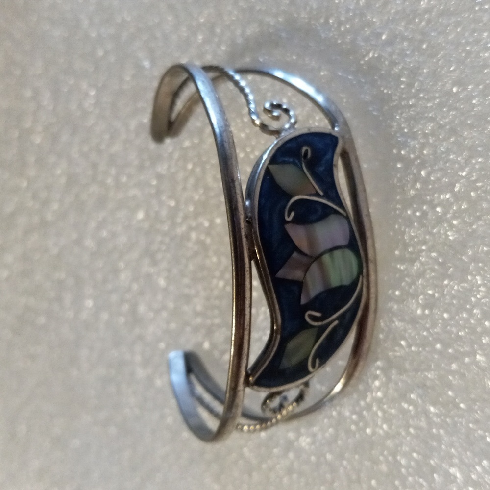 Alpaca Mexico Vintage fine sterling silver 925 cuff bracelet